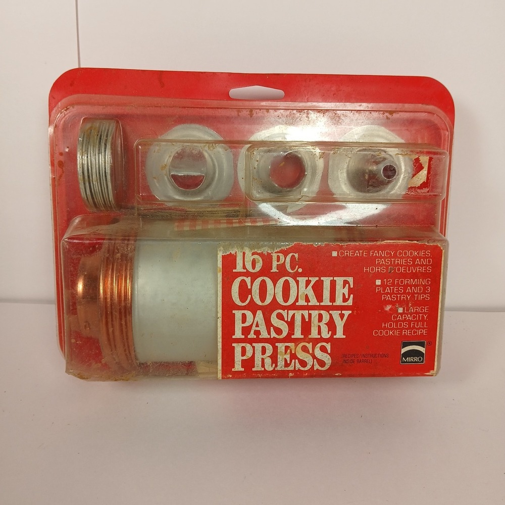VTG 16 Piece MIRRO Metal Cookie Cooky Pastry Press Set M-0358-22 Large Capacity